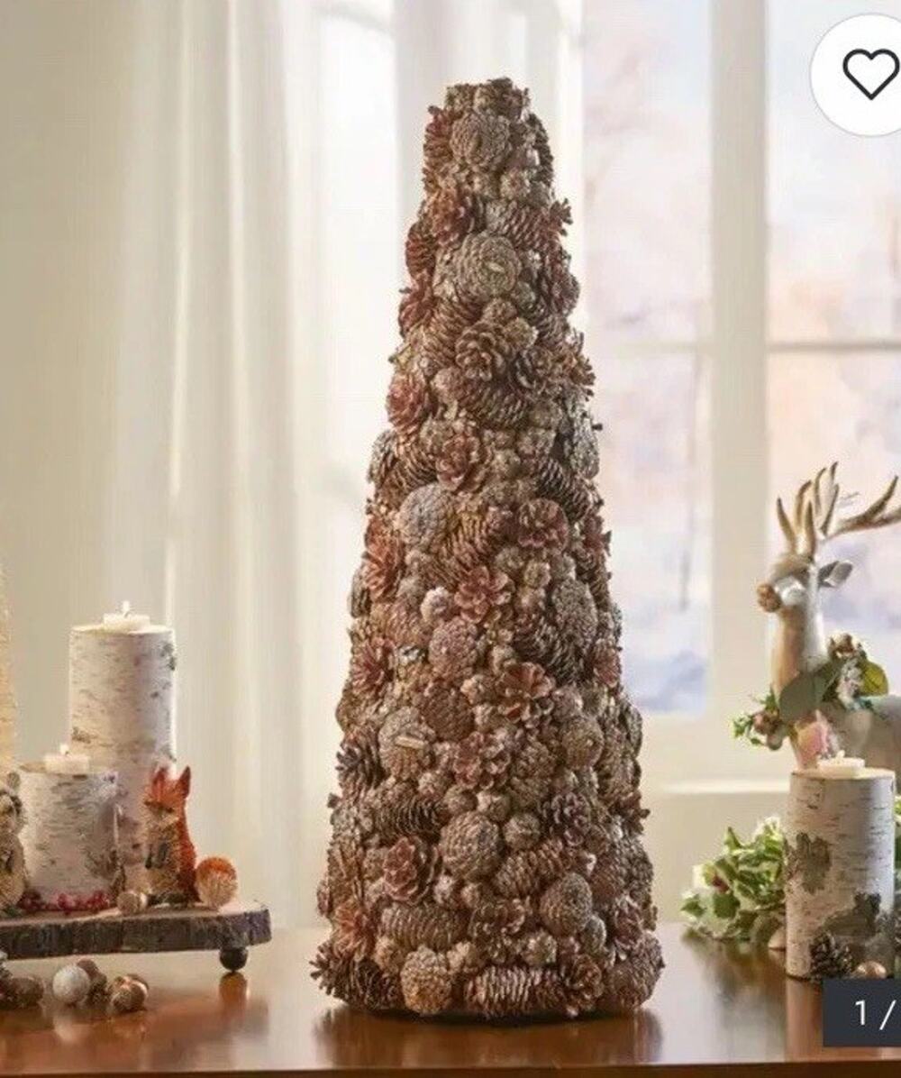 Christopher Knight Home Tabletop 26.5" Christmas Tree, Champagne + Glitter LARGE